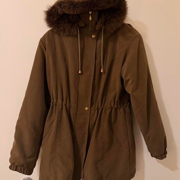 Source Unknown Jackets & Blazers - Vintage Damselle New York Brown Fur Hooded Removable Winter Button Up Zip Lined